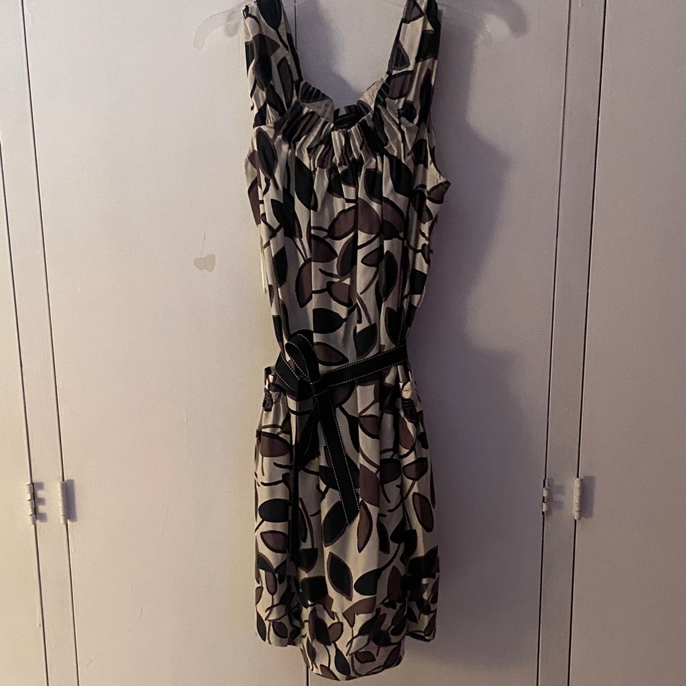 BCBGMaxAzria Black and Brown Leaf Print Mini Dress